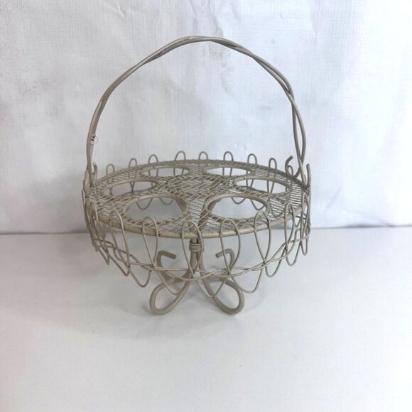VTG Metal Wire Egg Display Carrier Countertop French Country Farmhouse Homestead - Picture 1 of 10